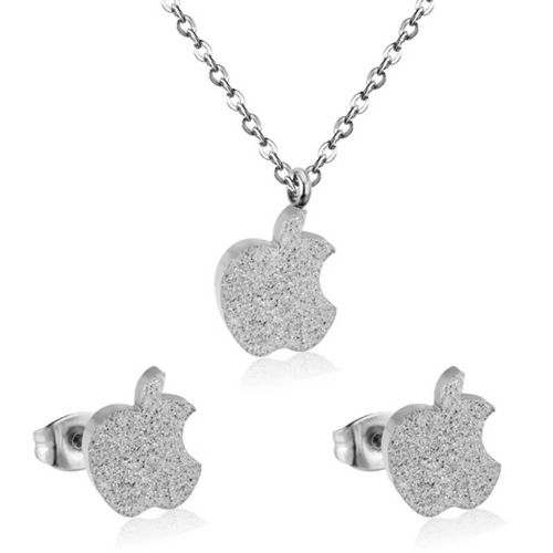 Parure "Pomme" Argentée En Acier Inoxydable