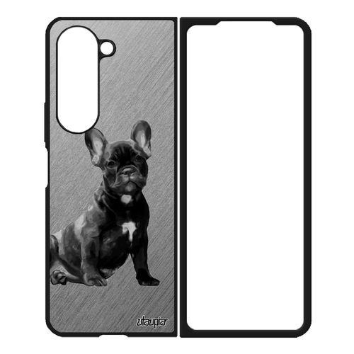 Coque Pour Samsung Z Fold 5 Silicone Chien De Protection Gris Telephone Design Mobile Animal Bulldog Francais Animaux Mignon Galaxy