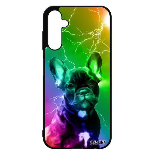 Coque Chien Samsung A25 5g Silicone Design Smartphone Animaux Vert Arc En Ciel Eclair Animal Noir Bulldog Francais Chiot Gel Galaxy