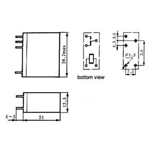 Relais vertical 10a/30vcc-220vca 1 x repos-travail 24vcc