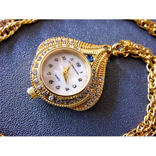 Montre Pendentif Luc Desroches - Style Orientaliste Années 80 - Plaqué Or - Réf. LDR1008