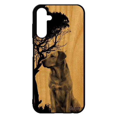 Coque Galaxy A25 5g Bois Silicone Chien Telephone Smartphone Arbre Chiot Canin Noir Pas Cher Gris Labrador Animal Souple De Samsung