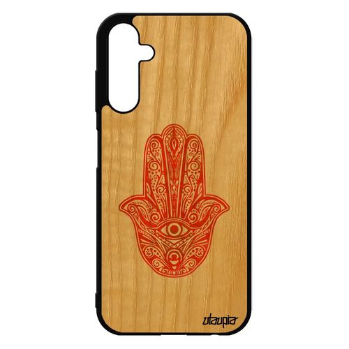 Coque Pour Samsung Galaxy A25 5g Bois Silicone Main De Fatma Talisman Orange Antichoc Bumper 4g Housse Telephone Symbole Il Fatima