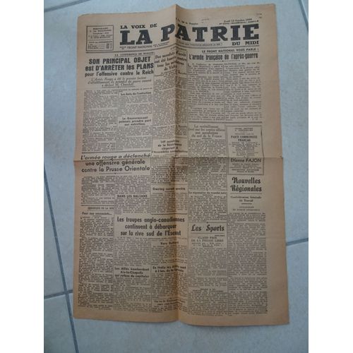 Journal La Voix De La Patrie Du Sud N° 41 Octobre 1944