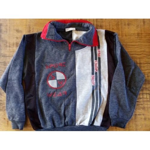 Sweat Gris Rouge Taille 10 Ans Col Fermeture Éclair