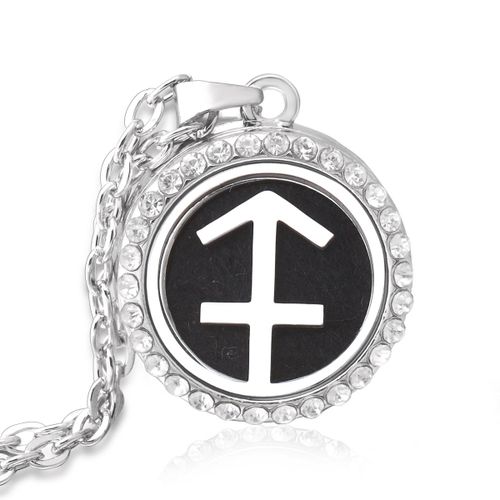 Collier Médaillon Diffuseur Douze Constellations En Acier Inoxydable, Pendentif Sexuellement, Huile Essentielle, Aromathérapie, Cadeau Bijoux Femme, Neuf