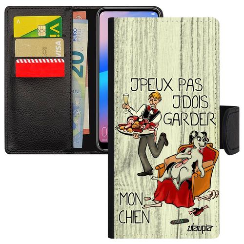 Coque J'peux Pas J'dois Garder Mon Chien Pour S24+ Plus Simili Cuir Portefeuille Animaux Drole Chiot Personnalisé Je Samsung Galaxy