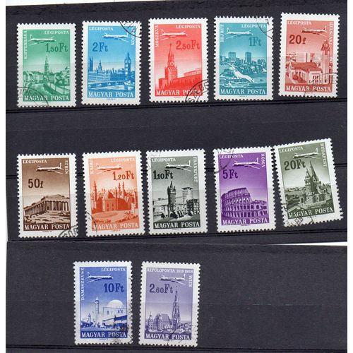 Hongrie- Série De 12 Timbres Oblitérés Poste Aérienne