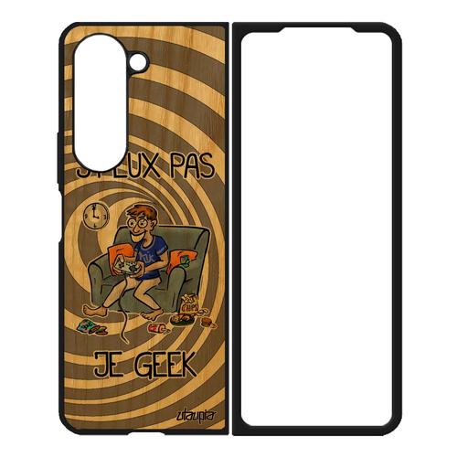 Coque Silicone Pour Z Fold 5 En Bois J'peux Pas Je Geek Bd De Protection Console Comique Humour Play Jeux Video Gris Samsung Galaxy