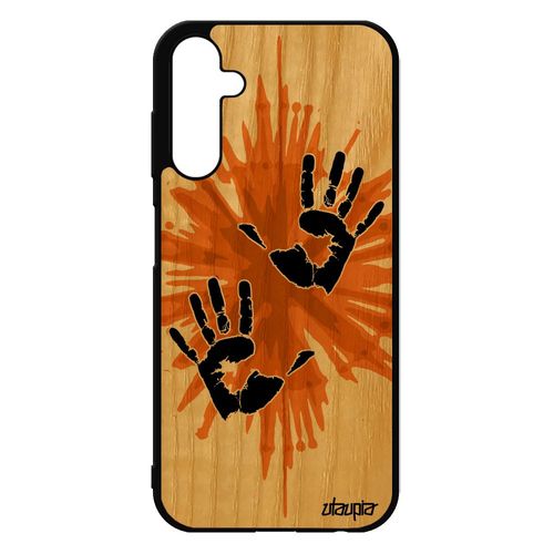 Coque Pour Samsung Galaxy A25 5g Bois Silicone Main Orange Telephone Fantaisie Empreinte Trace De Housse 4g Original Deux Street Art