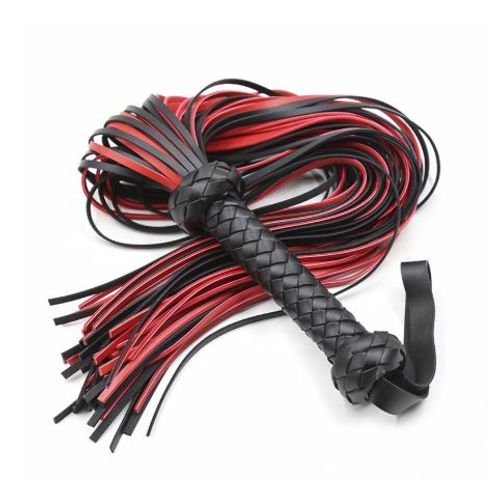 Fétiche Noir Et Rouge En Cuir Pu Fouet Flogger Poignée Fessée Paddle Knout Flirt Bdsm Adulte Jeu Érotique Pour Couples