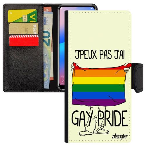 Coque Samsung A25 5g Simili Cuir Portefeuille Porte Cartes J'peux Pas J'ai Gay Pride Mobile Parade Pu Lgbt Dessin Drapeau Gay Galaxy
