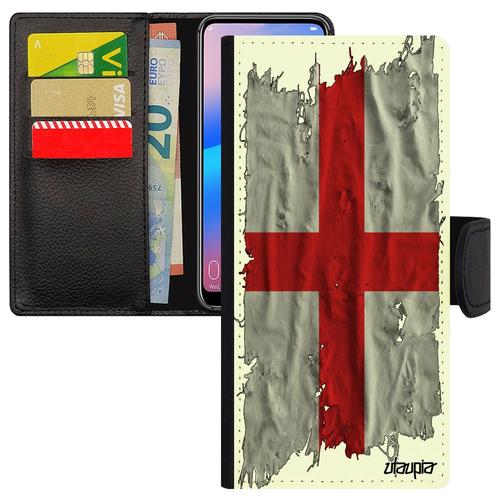 Coque Rabat Pour Galaxy A25 5g Cuir Portefeuille Drapeau Angleterre Anglais Jo Euro Britannique Coupe D'europe Foot Tissu De Samsung