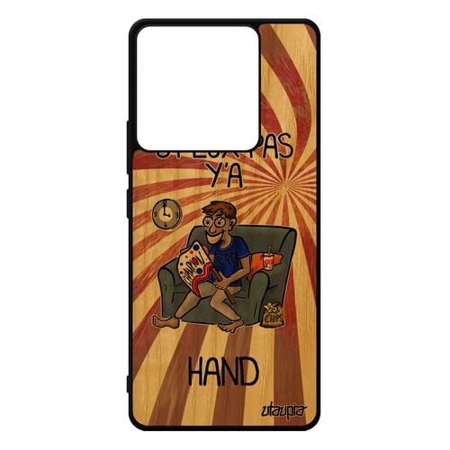 Coque Xiaomi Redmi Note 13 Pro 5g Bois Silicone J'peux Pas Y'a Hand Telephone Noir Supporter Humour Bd Rouge Portable Made In France