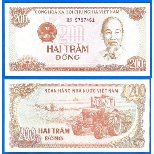 Vietnam 200 Dong 1987 Neuf Paysan Tracteur Culture Asie Billet