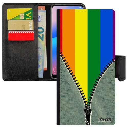 Coque Drapeau Gay Pride Antichoc S24+ Plus Portefeuille Porte Cartes Parade Rainbow Leather Housse 5g Made In France Samsung Galaxy