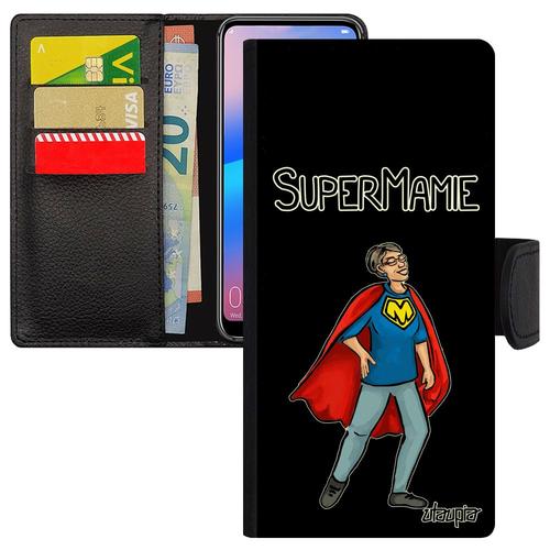 Coque Super Mamie Pour Xiaomi Redmi Note 13 Pro 5g Portefeuille Porte Cartes En Silicone Humoristique Comics Grand Mere Heros Mobile