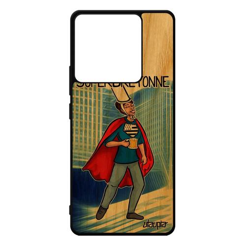 Coque Pour Redmi Note 13 Pro 5g En Bois Silicone Super Bretonne Bleu Housse Drapeau Breton Comics Heros De Protection Drole Xiaomi