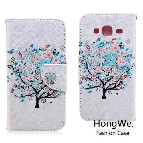 Littemonkey® Galaxy J3 Housse, Cuir Pu Stand Flip Protecteur Housse Pour Samsung Galaxy J3 (2016) Sm-J320f Fleur Blanche