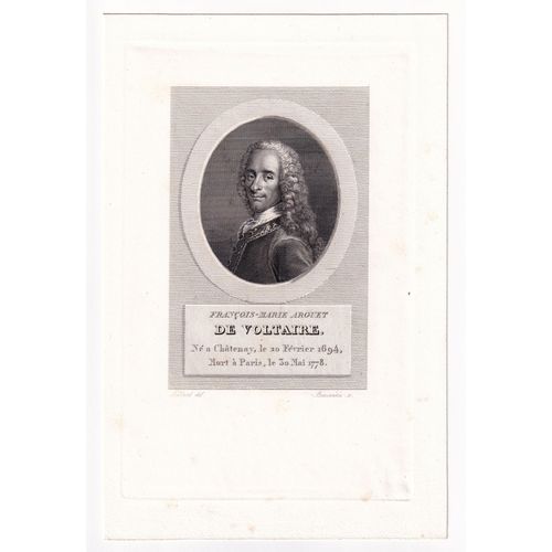 Gravure 1830 Portrait François Marie Arouet Voltaire Philosophe Philosophie Siècle Des Lumières
