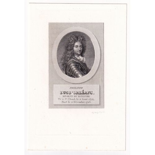 Gravure 1822 Portrait Philippe D'orléans Régent De France Château De Saint-Cloud Maison D'orléans