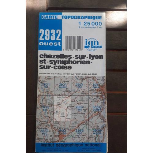 Carte Ign 2932 Ouest Chazelles Sur Lyon