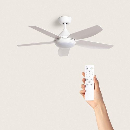 Ventilateur de Plafond Silencieux Dokós 122cm Motor DC Avec Lumière Contrôleur mural + télécommande Noir Bois Foncé Non