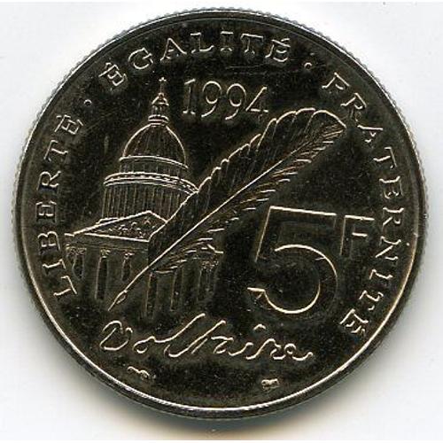 France 5 Francs 1994 Voltaire