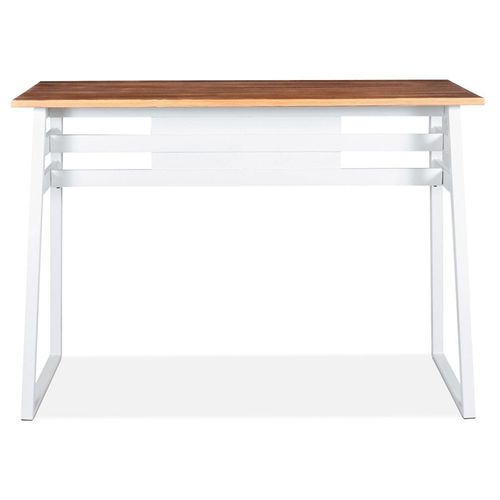 Table De Bar Haute 'niki' En Bois Massif Et Pied En Métal Blanc - 150x60 Cm