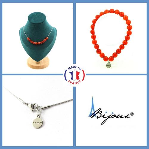 Parure Bijoux Bracelet Collier 10 Perles Cornaline D'uruguay Qualité Taille Personnalisable.