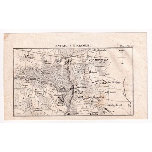 Gravure 1820 Plan De La Bataille D'arcole Napoléon Bonaparte Campagne D'italie Guerres Révolution Française