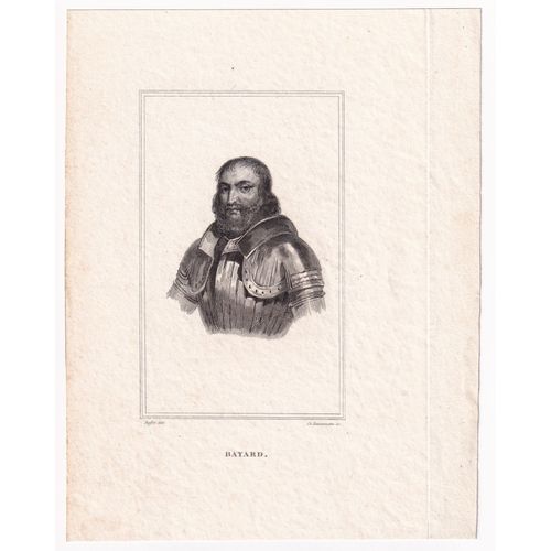 Gravure 1830 Portrait Pierre Du Terrail Seigneur De Bayard Chevalier Bayard Pontcharra Isère Chevalerie Guerres D'italies Dauphiné