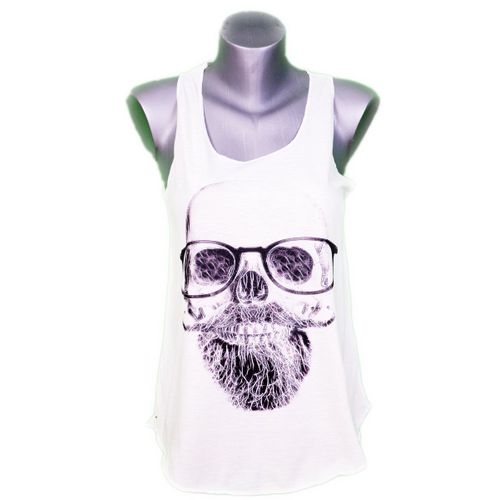 Debardeur Imprime Tete De Mort - Hipster - Skull - Tattoo