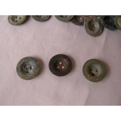 Ww2 Allemagne Lot De 3 Boutons Militaires Allemand 3 Trous ( Tente Sac...) 100 % De Terrain