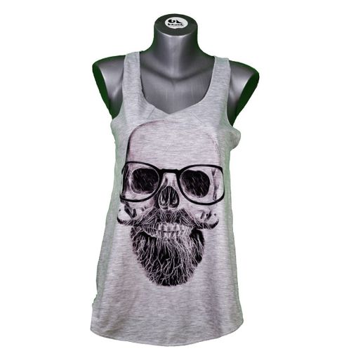 Debardeur Imprime Tete De Mort - Hipster - Skull - Tattoo