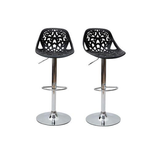 Tabourets De Bar Design Avec Motif Baroque Noir (Lot De 2) Barocca
