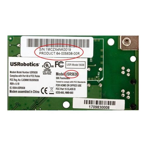 USRobotics USR5638 - Fax / modem - PCIe x1 - 56 Kbits/s - V.90, V.92