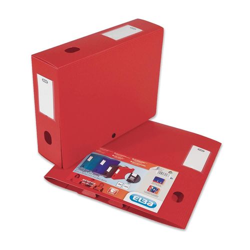 Elba Boite Classement Polypropylène Memphis À Plat Dos 80mm 240 X 320mm Rouge