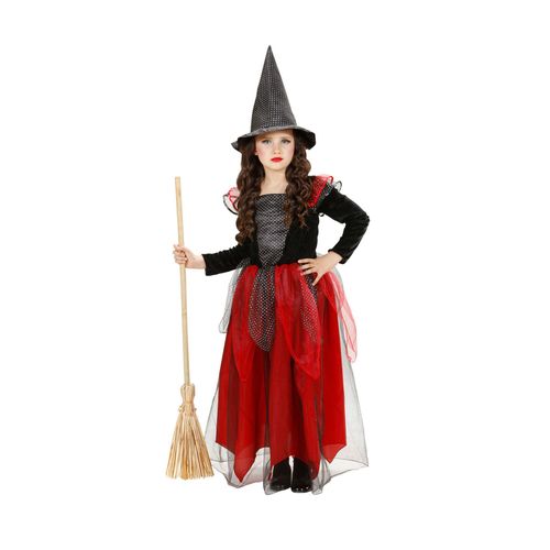 Déguisement Sorcière Noire Et Rouge Fille Halloween - 81887 - 5 À 7 Ans - Port 0¿