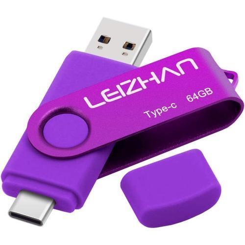 Clé USB 3.0 64 Go Flash Drive USB Type C OTG Pendrive USB pour Huawei Samsung Smartphone Android de Type C-Violet