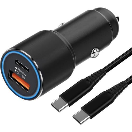 63w Chargeur Voiture Usb C (45w Pd& Quick Charge 3.0 18w) Et Cable Pour Samsung Galaxy S23 S22 S21 S24 Plus Ultra S20 Fe,A54 5g A53 A52 A52s A34 A33 A23 A25 A55 A14,Rapide Allume Cigare,Double Ports