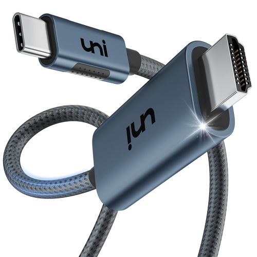 Câble USB C vers HDMI 2.1 [8K@60Hz, 4K@144Hz] 1.8m, câble Thunderbolt 4 vers HDMI avec HDCP 2.3, pour TV/Moniteur HDR, iPhone 15 Pro Max, Mac Studio, MacBook Pro/Air, iPad Pro, Livre Surface 3