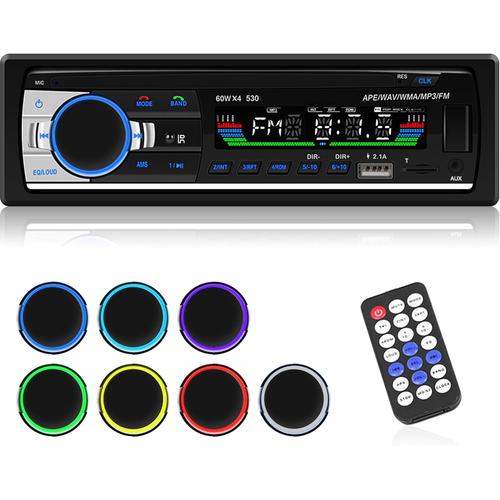 1 Din Autoradio Bluetooth - Poste FM Radio Voiture Bluetooth avec 7 rétro-éclairages colorés - USB/AUX in/SD Card/MP3/WMA/WAV/FLAC