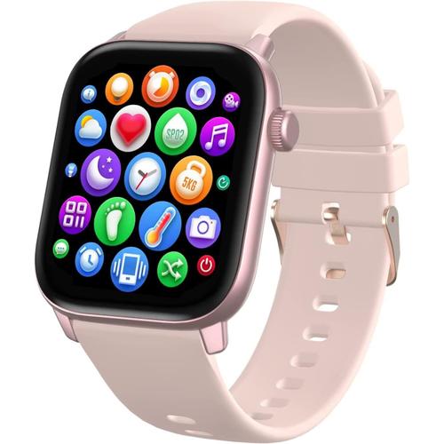 Montre Connectée Femmes, Smartwatch Sport Avec Moniteur De Fréquence Cardiaque Bracelet Intelligent Fitness Tracker D'activité Étanche Ip68 Compatible Android Ios, Rose