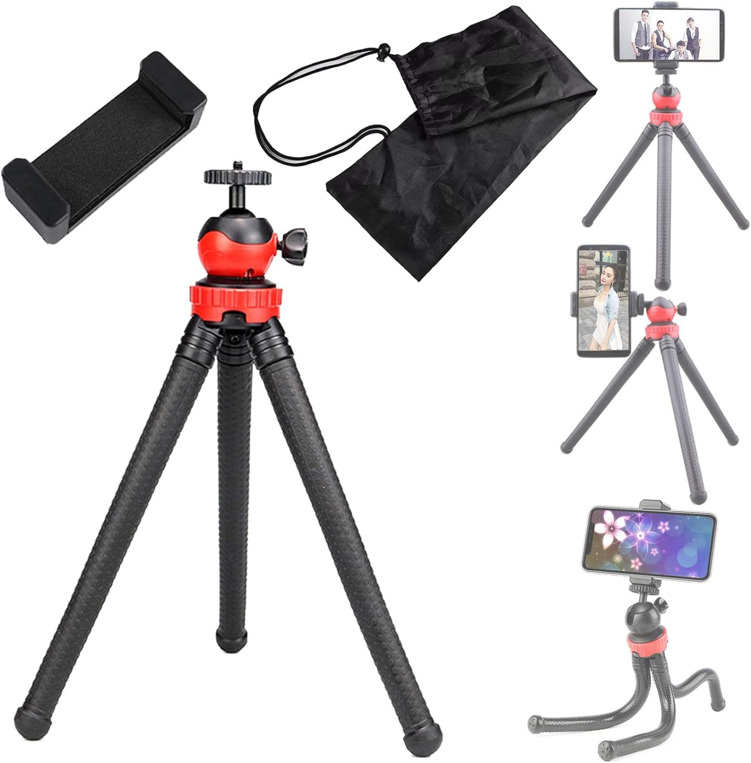 Trépied Smartphone Flexible, Trépied Appareil Photo, Trepied Telephone Portable, Mini Trépied Flexible Caméra Smartphone Tripod pour iPhone, Galaxy, Xiaomi, Huawei, Oneplus Smartphones