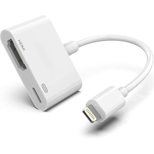 ¿Certifié Apple MFi¿ Adaptateur Lightning HDMI, Adaptateur HDMI pour iPhone et iPad Adaptateur Lightning AV numérique vidéo et Audio Connecteur Câble HDMI pour iPhone 14/13/12/SE/11/XS/XR/X/8/7/iPad