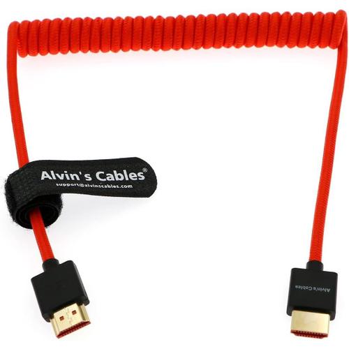 Alvin¿s Cables 8K 2.1 Full HDMI Câble Spiralé Tressé pour Atomos Ninja-V 4K-60P Enregistrement de Z-CAM pour Canon-C70, pour Sony A7S3,A9,A74 (18 à 28'')