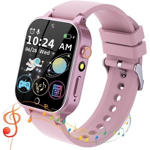 Montre Connectée Enfant: Montre Intelligente Pour Garçons Et Filles, Montre Podomètre Pour Enfants Avec Appareil Photo, Jeux Et Musique, Cadeau-Jouet (Rose)