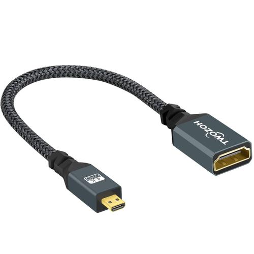 Adaptateur Micro HDMI vers HDMI, Câble Micro HDMI Mâle vers HDMI Femelle Supporte 4K 3D 1080p (20CM)