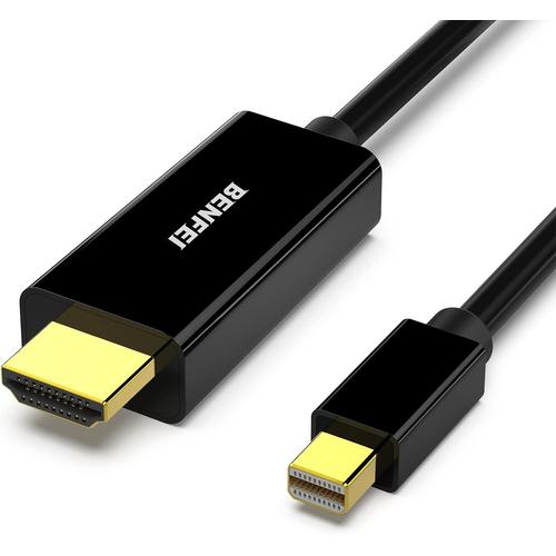 Câble Mini DisplayPort vers HDMI, câble Mini DP vers HDMI 1,8 mètre (Compatible Thunderbolt) avec MacBook Air/Pro, Surface Pro/Dock, Moniteur, projecteur
